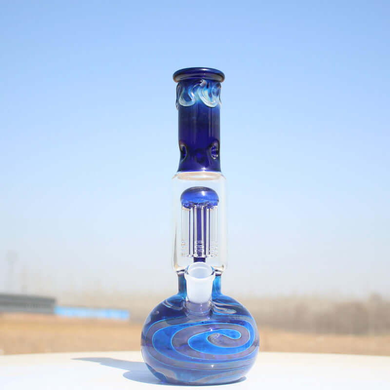 Blue Buddha Glass Water Pipe w/ Coil Perc 10.5"