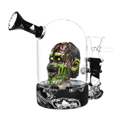 Zombie Head Bell Jar Water Pipe with Silicone and Glass Body - 4.75" 14mm F