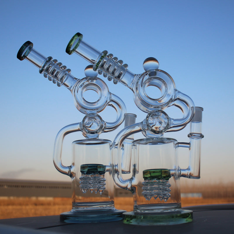 Approx. 11.5" Recycler Style Water Pipe w/ Dual Percs - Cheapnotic