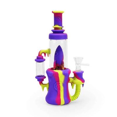 Ritual 8.5'' Silicone Rocket Recycler in Miami Sunset color with rocket ship perc and recycling action.