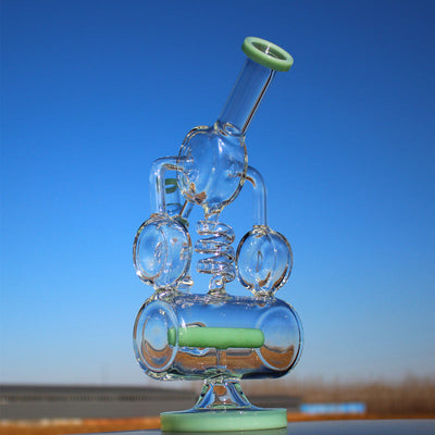 12.5" Recycler Style Inline Perc Water Pipe w/ Spring Body - Cheapnotic