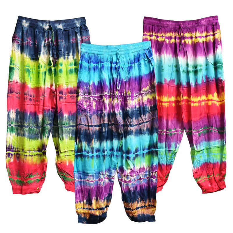 Tie Dye Striped Harem Pants - 37"/Colors Vary