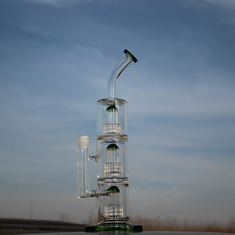 15" Triple Matrix Percolator Glass Water Pipe - Cheapnotic