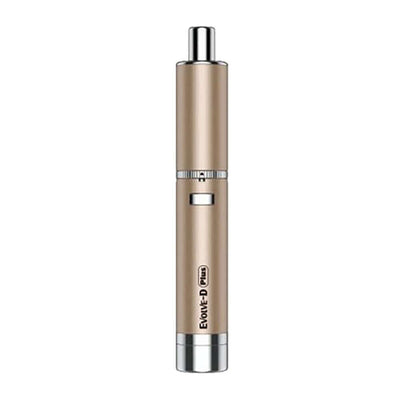 Yocan Evolve-D Plus Dry Herb Pen Vaporizer with built-in storage jar, dual-function mouthpiece, and 1100mAh battery.