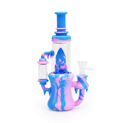 Cotton Candy Ritual 8.5'' Silicone Rocket Recycler with rocket ship perc and true recycling action for herbs and concentrates.