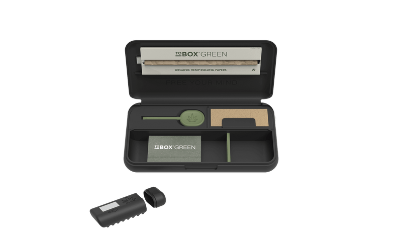 Tobox Green All-In-One Pocket Size Smell-Proof Stash Box Rolling Kit