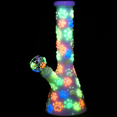 Paws for the Cause Glow in Dark Beaker Water Pipe - 10" / 14mm F