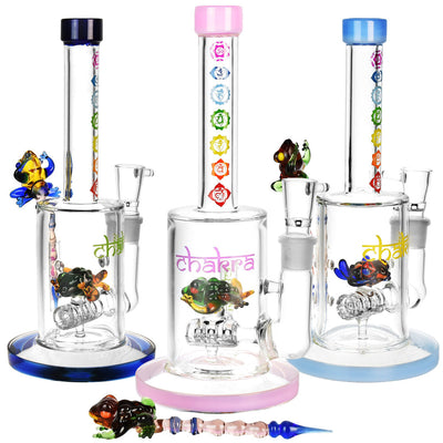 Chakra Frog Water Pipe w/ Stir Tool - 9"/19mm F/Asst Colors - Cheapnotic