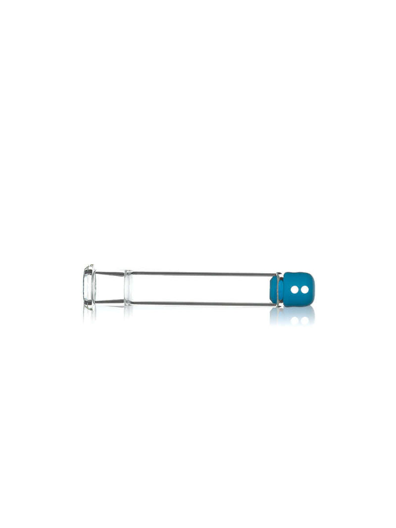 Colorful GRAV® Deco Beaker in Silicone showing a protective blue silicone cover on a sleek glass stem.