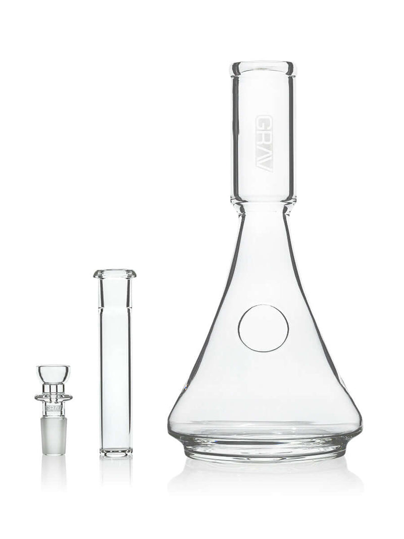 GRAV Deco Beaker in Silicone with borosilicate glass and custom-fitted silicone covers displaying elegant curves and clean lines.