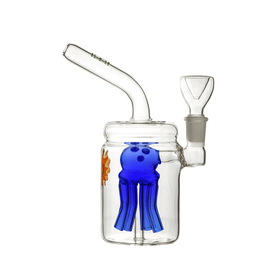 HEMPER Jellyfish Jar Bong with blue jellyfish style tree percolator, clear glass, and angled mouthpiece