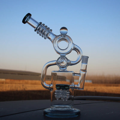 Approx. 11.5" Recycler Style Water Pipe w/ Dual Percs - Cheapnotic