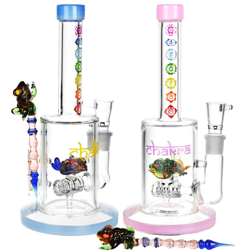 Chakra Frog Water Pipe w/ Stir Tool - 9"/19mm F/Asst Colors - Cheapnotic