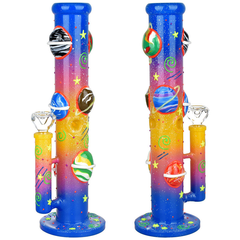 Orbiting Planets Straight Tube Glow in Dark Water Pipe - 13.75" / 19mm F